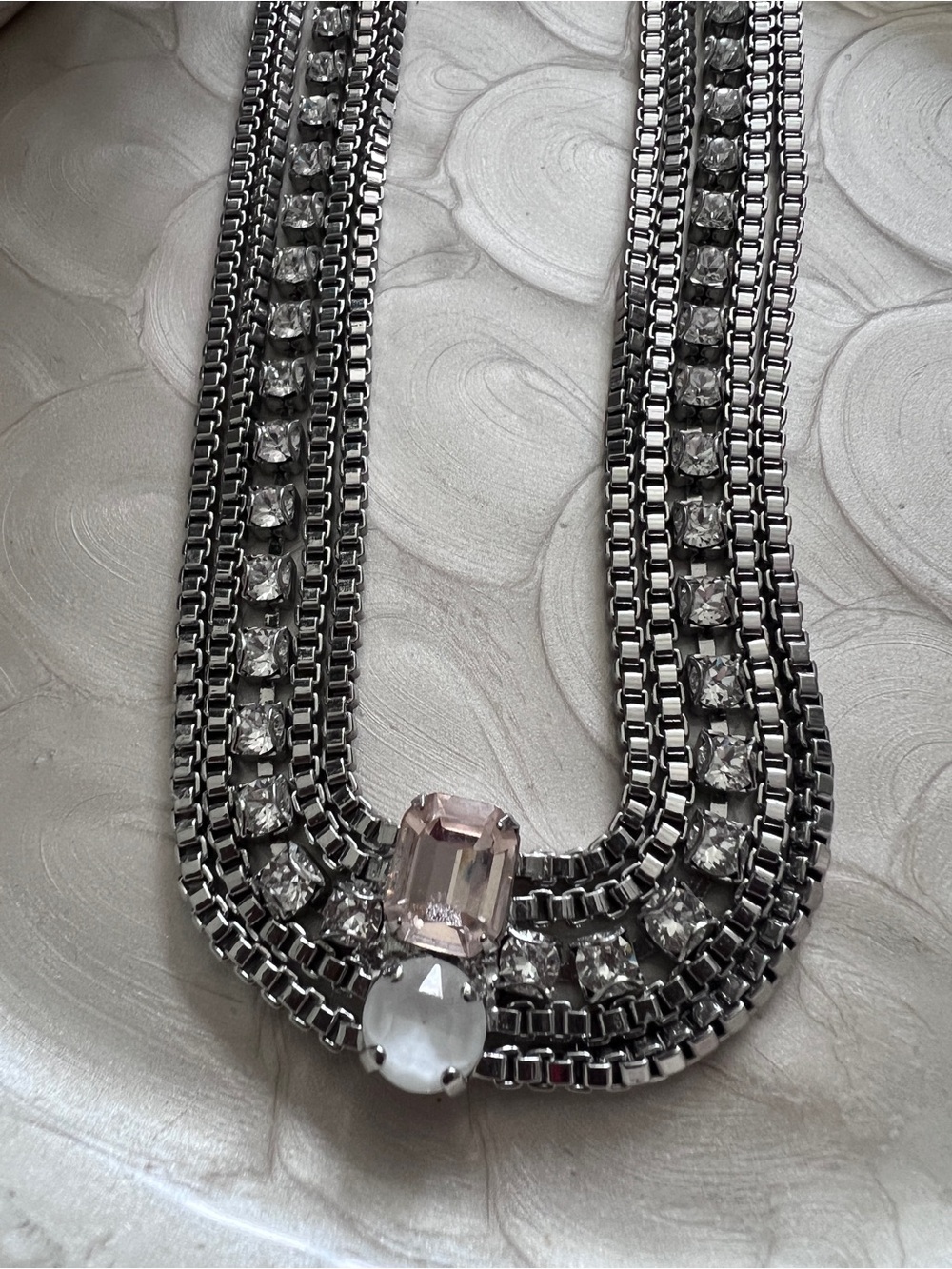 Sorrelli Silver-Tone Necklace with Blush and Clear Stones